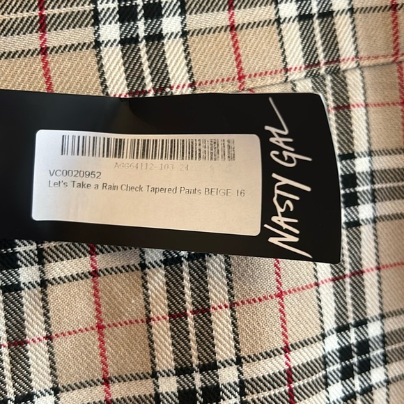 NWT NASTY GAL Check Plaid Tapered High Waisted Tapered Pants Women’s 12 - Picture 10 of 10